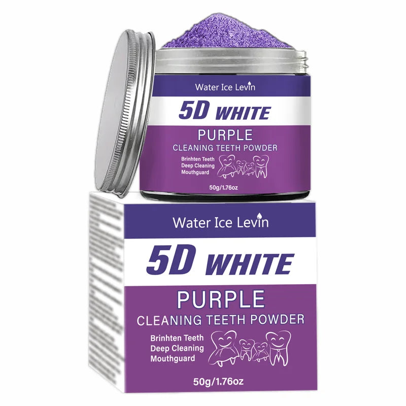 Purple Teeth Whitening Powder 50g Natural Pearl Essence Deep Cleaning Tooth Powder Fresh Breath Teeth Stain Remover Oral Care