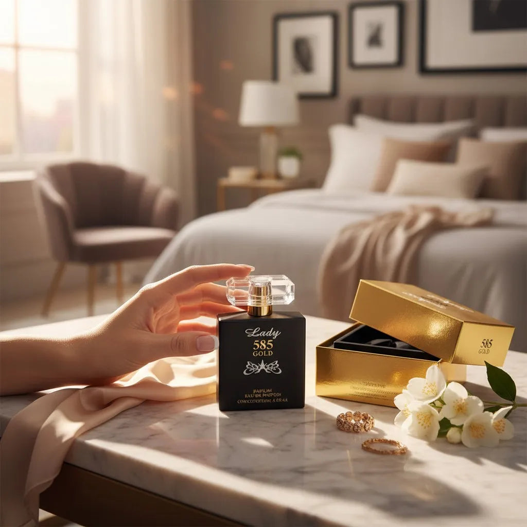 Chatler - Lady 585 Gold Eau De Parfum 100ml. Feminine Fragrance with Floral, Fruity and Sweet Notes Combined with Warm and Enveloping Accords That Add Elegance, Femininity and a Sophisticated Touch for Any Occasion.