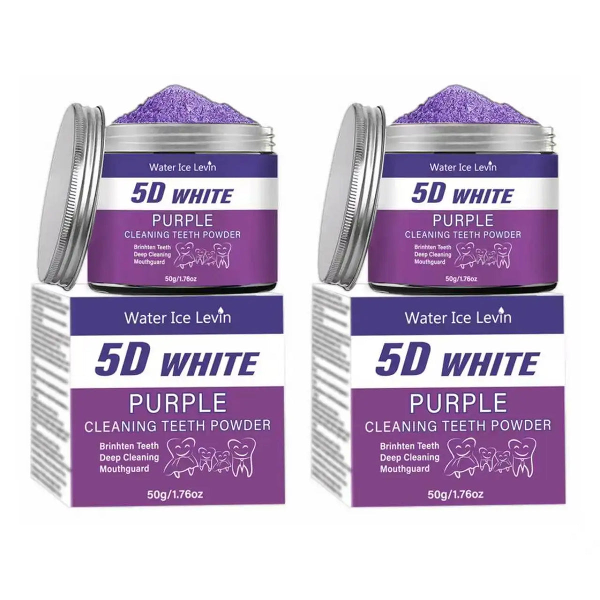 Purple Teeth Whitening Powder 50g Natural Pearl Essence Deep Cleaning Tooth Powder Fresh Breath Teeth Stain Remover Oral Care