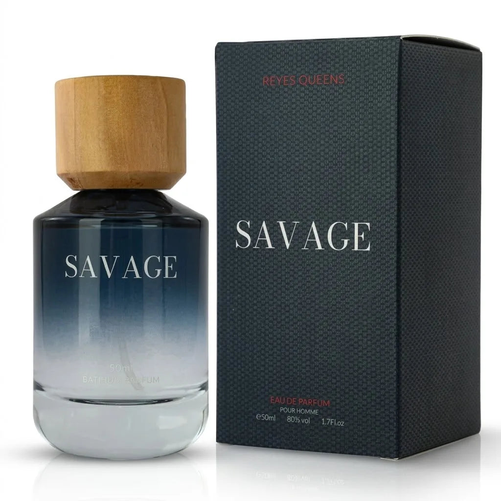 Savage Perfume 50 Ml. Fresh Masculine Fragrance with Citrus Notes of Calabrian Bergamot, Aromatic Notes of Pepper and Lavender, and an Intense Woody Base of Ambroxan and Cedar.