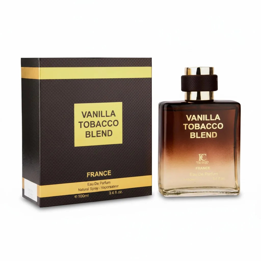 Vanilla Tobacco Blend 100ml - Fragrance Couture. Oriental spiced perfume Eau de Parfum with intense notes of sweet vanilla and a woody tobacco base.