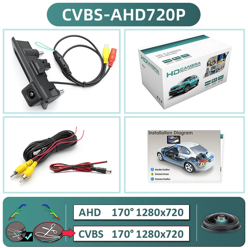 GreenYi 170° 1080P AHD Vehicle Rear View Camera for VW Volkswagen Golf Passat B7 B6 Tiguan Jetta MK6 Audi A3 A4 A5 Q5 A6 B6 Car