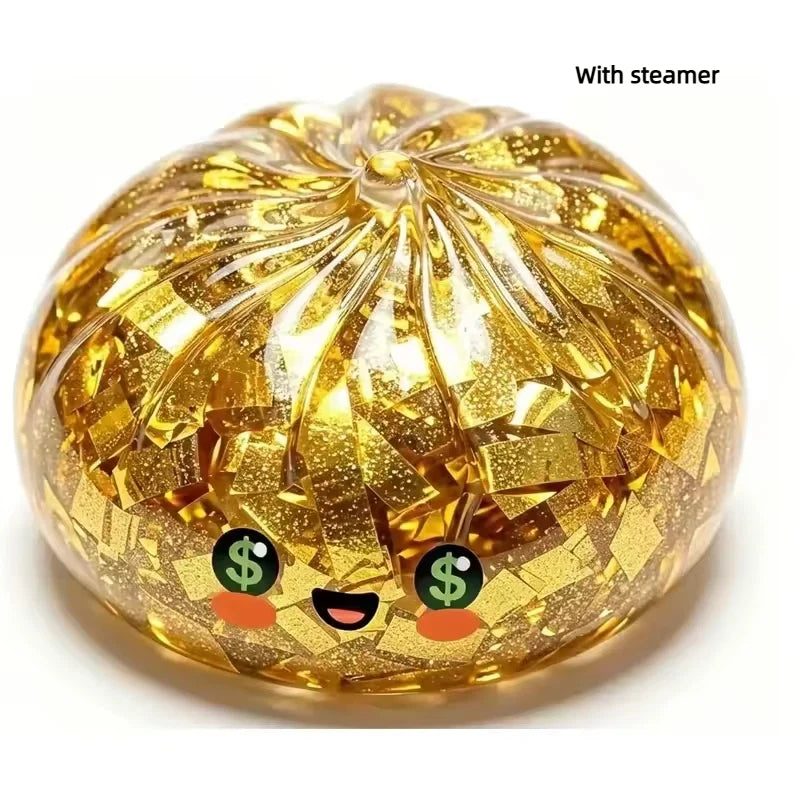 New Glitter Dumpling Colorful Simulation Steamed Bun Decompression Toy for Anxiety Squishes Stress Balls 2026 Viral Fidget Toy