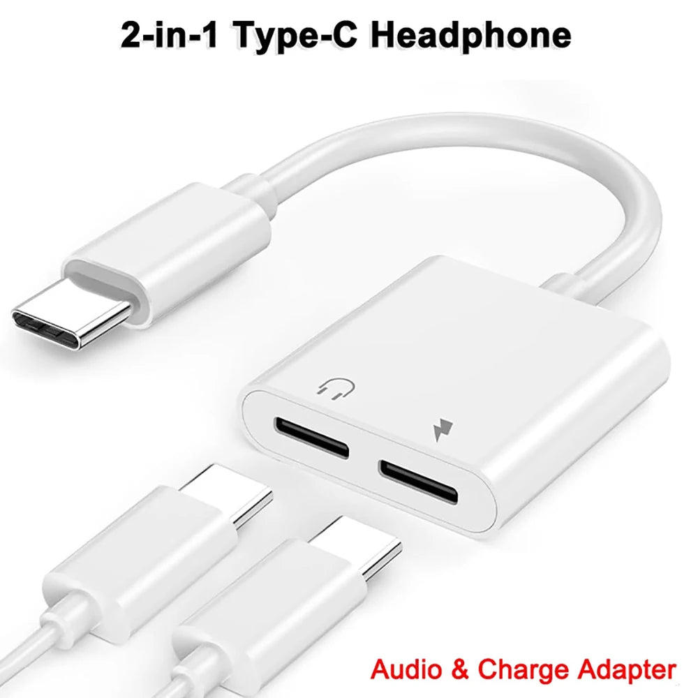 USB C to 3.5mm Jack Aux Cable Converter 2 in 1 Audio Adapter For Samsung Xiaomi Huawei Headphones Audio Cable Connector Splitter