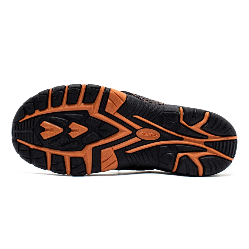 Jumpmore Summer Flip Flops Men Shoes Outdoor Fashion PU Leather Flat Shoes Beach Holiday Shoes Size 40-50