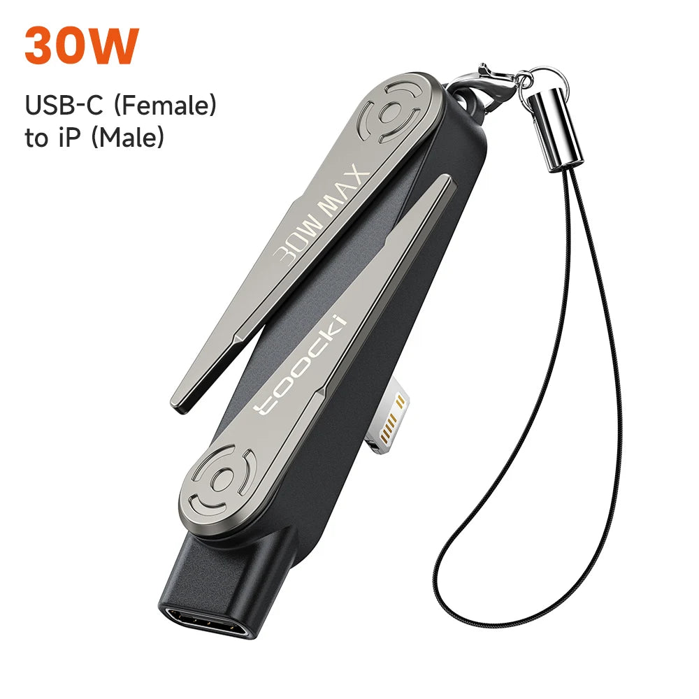 Toocki 240W USB C to USB C Adapter With Foldable Phone Holder 90 Degree Converter OTG Adapter for Laptop Tablet iPhone Samsung