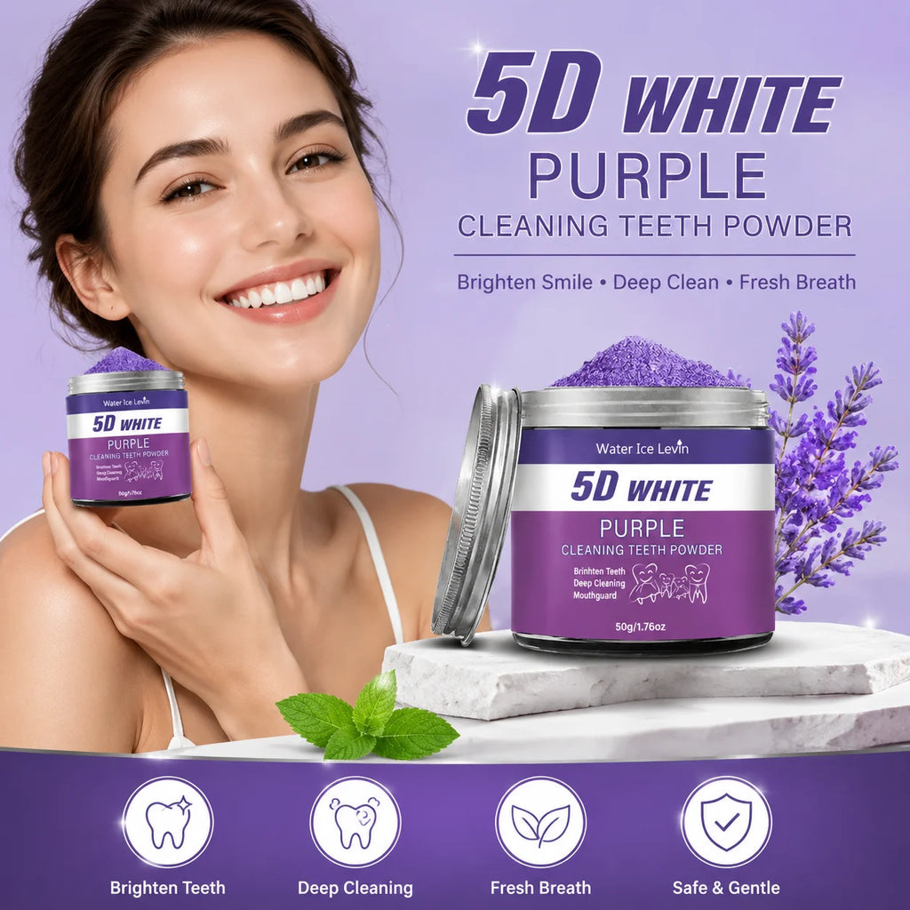 Purple Teeth Whitening Powder 50g Natural Pearl Essence Deep Cleaning Tooth Powder Fresh Breath Teeth Stain Remover Oral Care