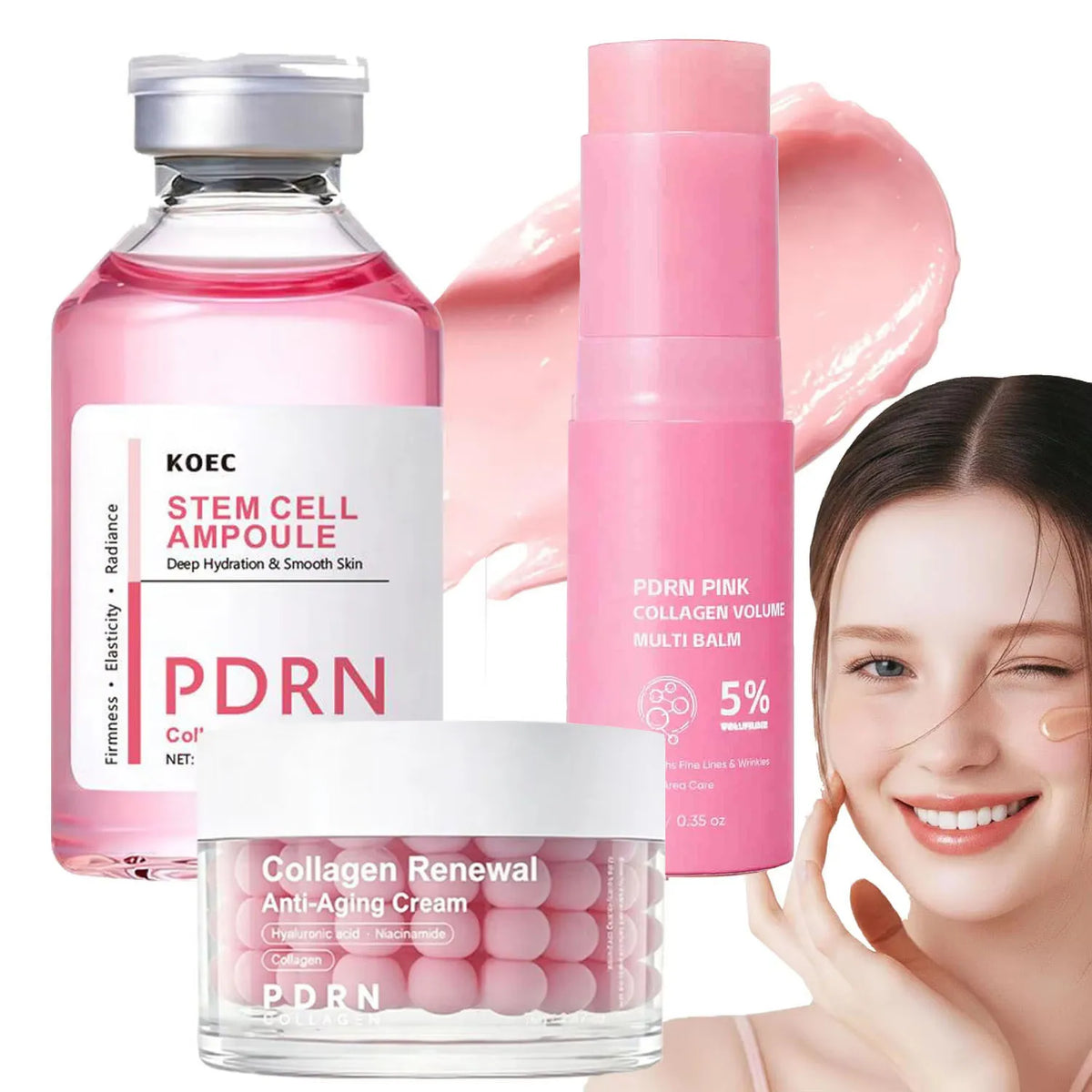PDRN Pink Collagen Multi Balm Stick NAD+Serum+Moisturizer Face Cream Skin Booster Collagen Wrinkle Face Body Hydrating Firming