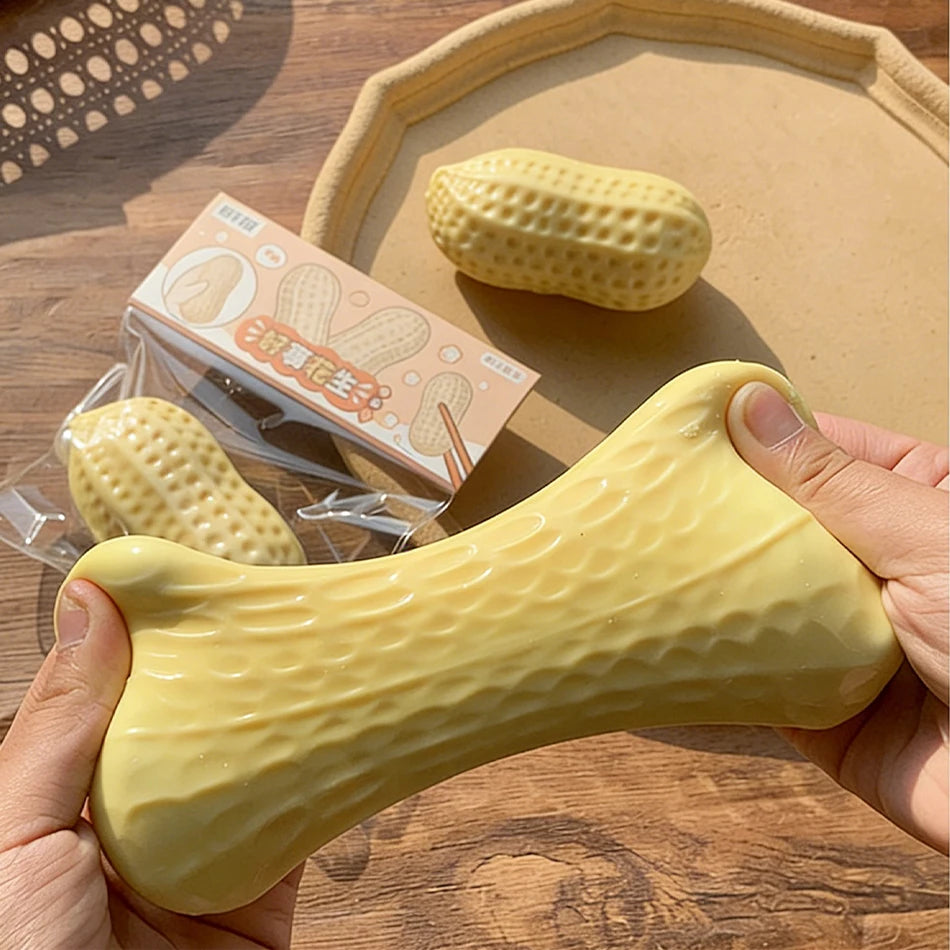 2 Styles Peanut Squishy Toys Crunchy Or Slow Rebound Food Shaped Stress Ball ASMR Sensory Fidget Toy for Adults Desk Recess Toy