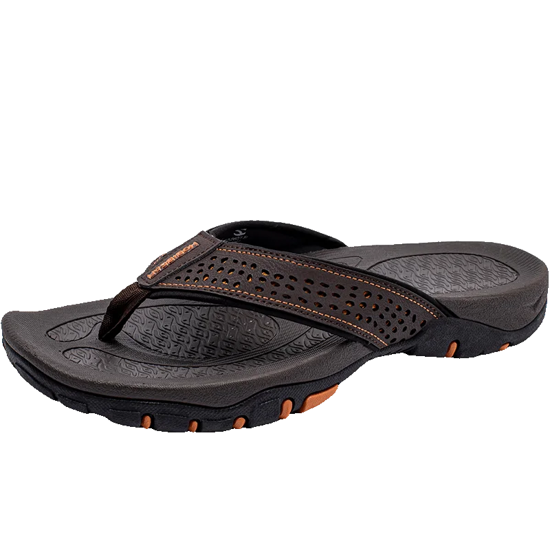 Jumpmore Summer Flip Flops Men Shoes Outdoor Fashion PU Leather Flat Shoes Beach Holiday Shoes Size 40-50