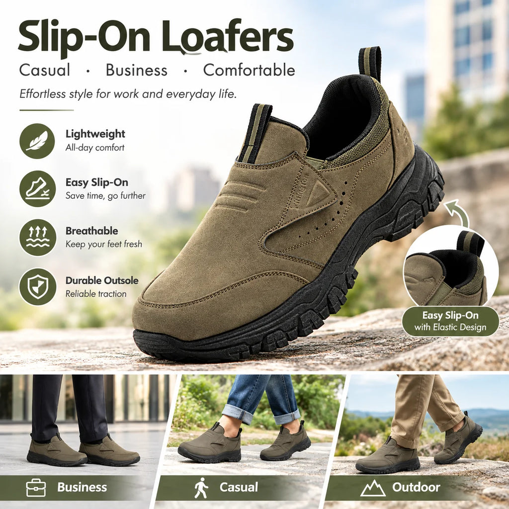 FitVille Mens Loafers Non Slip Walking Flats Breathable Outdoor Slip on Casual Shoes for Male Work Office Driving Sneakers