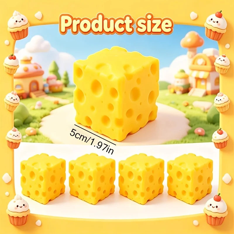 Slow Rebound Cheese Cube Squishy Toy Soft Touch Stress Relief Desktop Decor Gadget For Office Leisure And Holiday Gift Matching