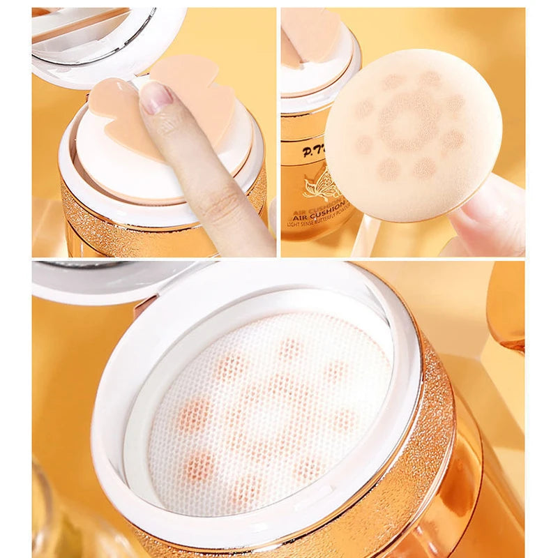 Air Cushion BB Cream Moisturizing Foundation Concealer Whitening Oil-control Waterproof Butterfly Powder Puff  Makeup Cosmetics