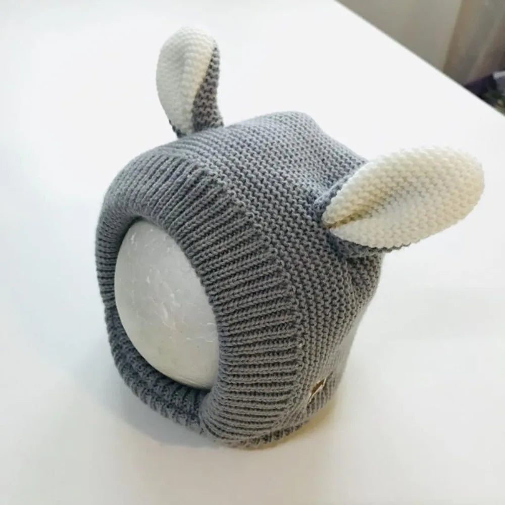 Winter Knit Balaclava Hat for Baby Cute Cartoon One Piece Scarf Cap Kids Thickened Warm Ear Protection Woolen Beanies Caps