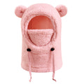 Bear Ears Hood Men's and Women's Autumn Winter Polyester Fiber Neck Scarf and Mask Integrated Hat Children's Warm Cold Hats