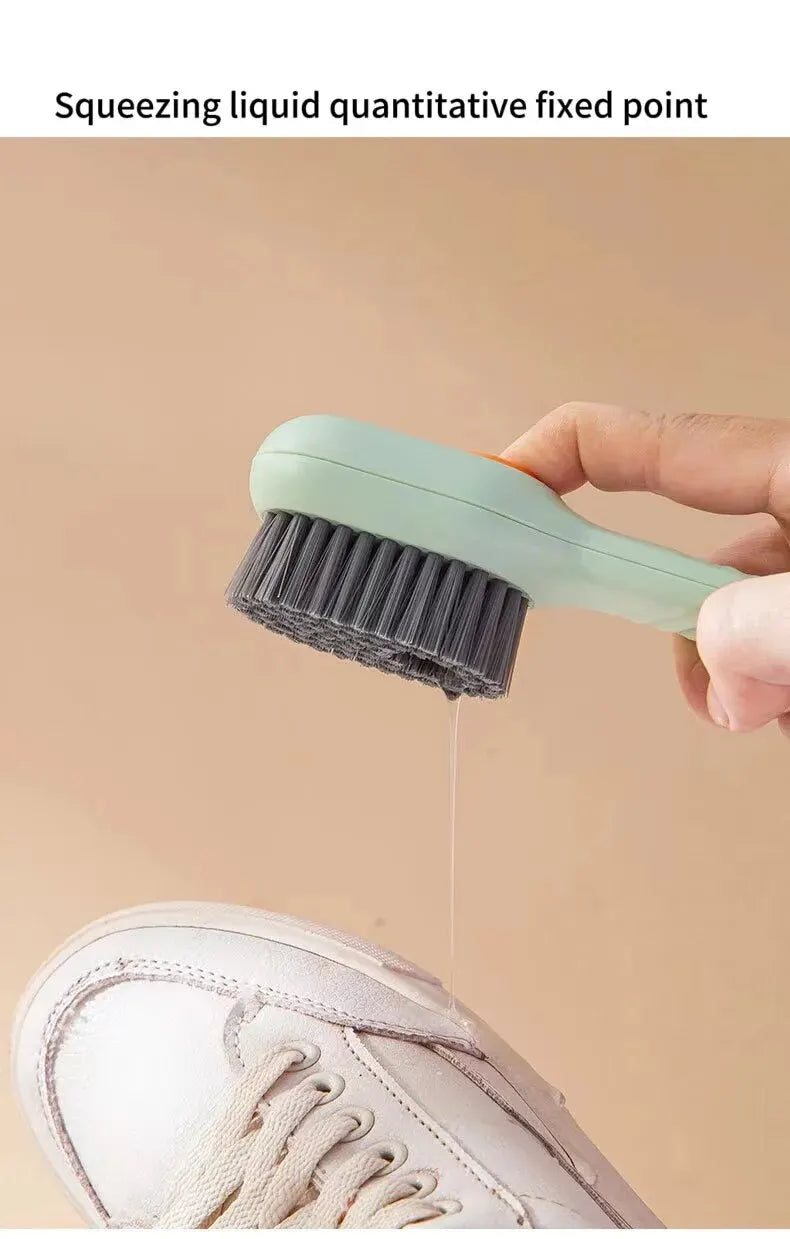 Multi Functional Liquid Added Shoe Brush Household Press Out Liquid For Washing Shoes Shoe Brush Tool Press Type Soft Fur Clo