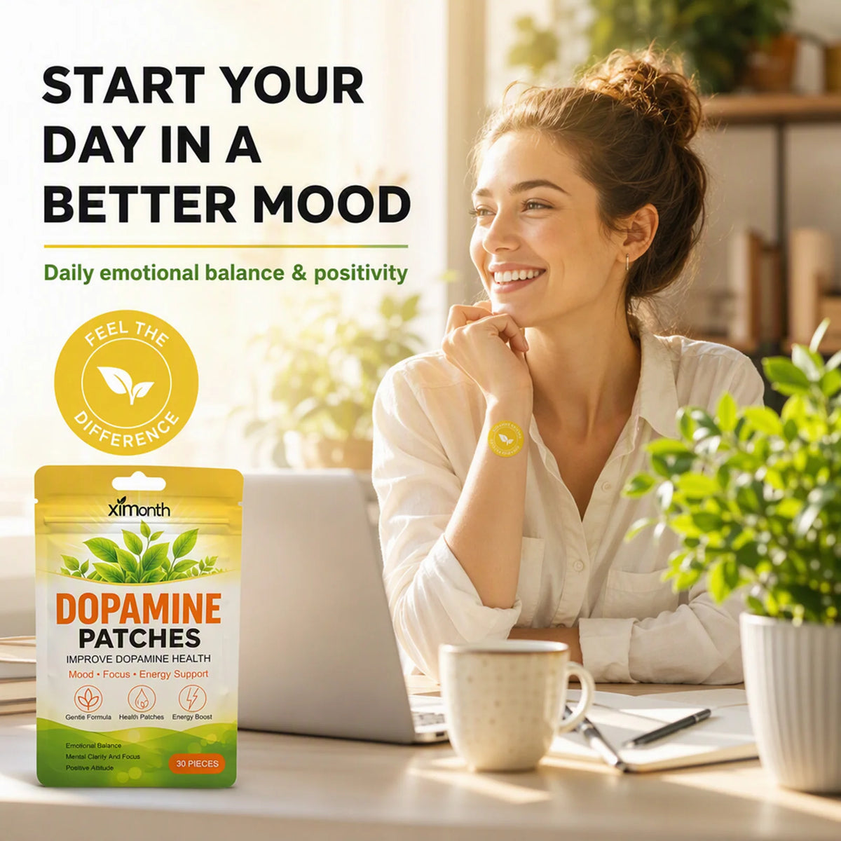 Dopamine Patches Mild Convenient Boosts Positive Mood Mental Clarity Long Lasting Daily Work Study Use