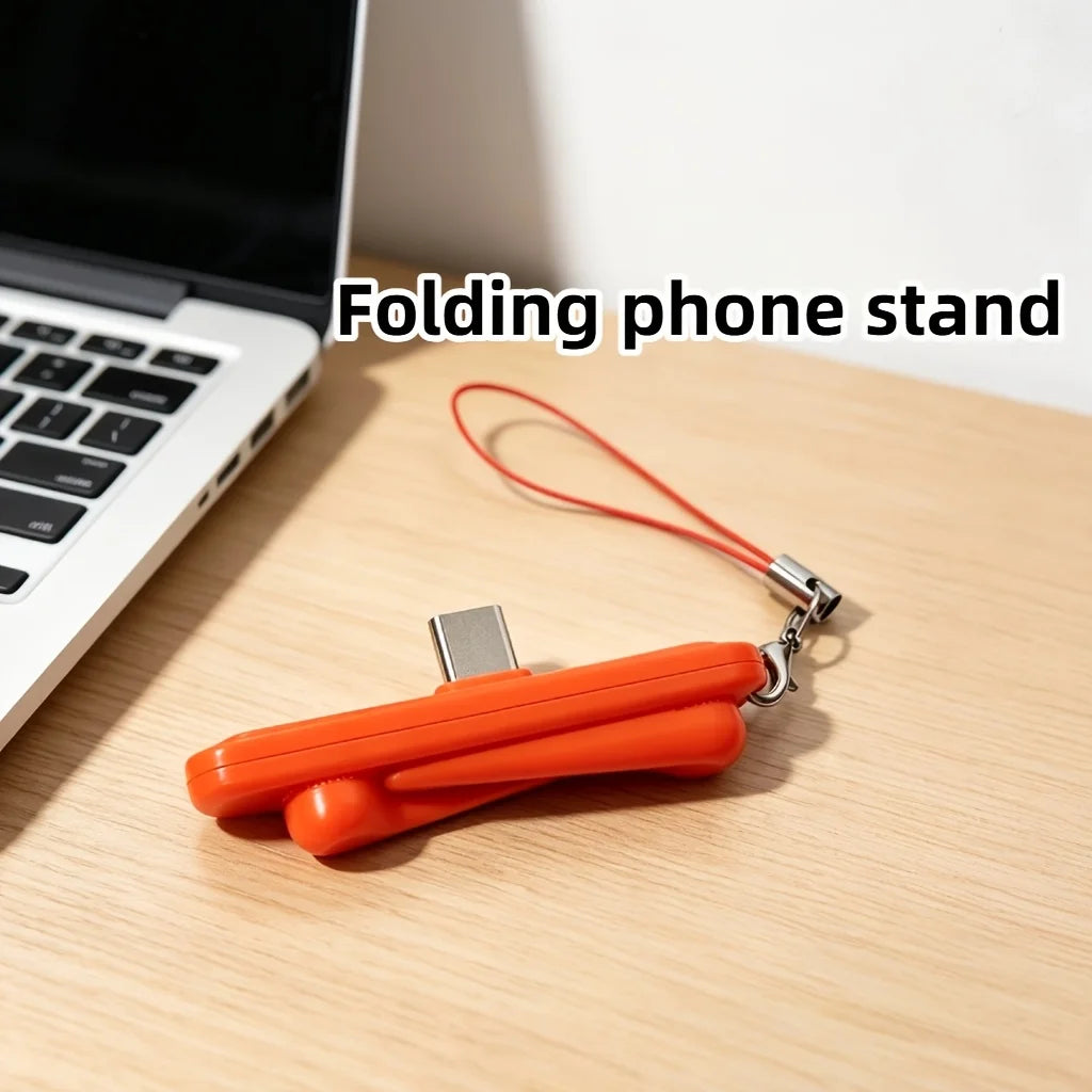 360° Rotating Super-Fast Charging Bracket with Detachable 100W Data Cable Converter Foldable Phone Stand for All Type-C Android