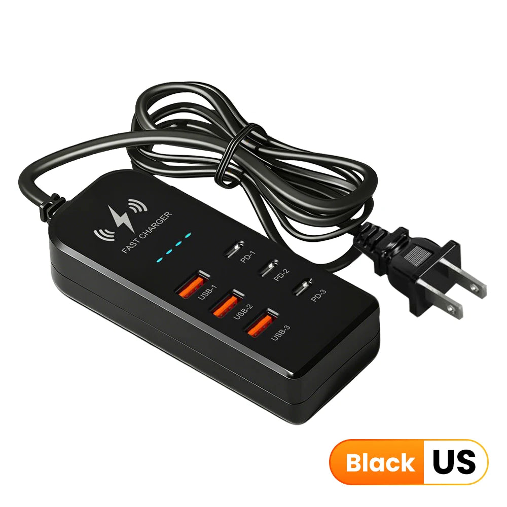 3USB 3Type C Charger Power Strip Universal Fast Charging EU/US Plug Phone Charger Adapter Electric Socket Extension Cable Socket