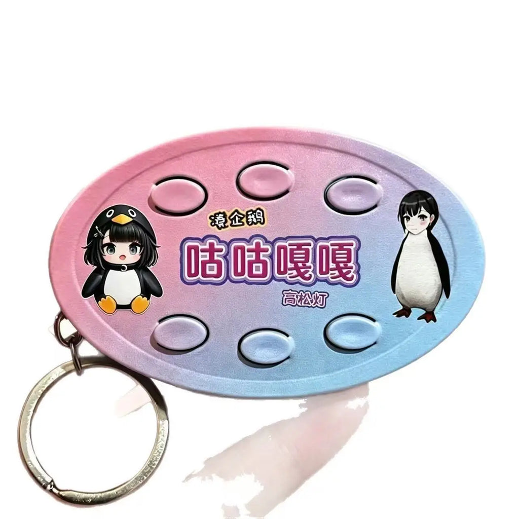 Gugugaga Penguin Sound Keychain Multi Voice Button Prank Keyring Figure Bag Charm Antistress Keychain Decompression Gift