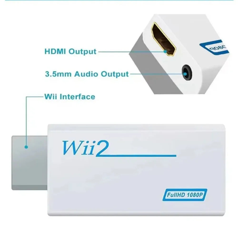 Full HD HDMI-Compatible Adapter For Wii Console Converter with 3.5mm Jack Audio Video Cable 720P For PC HDTV Monitor Display