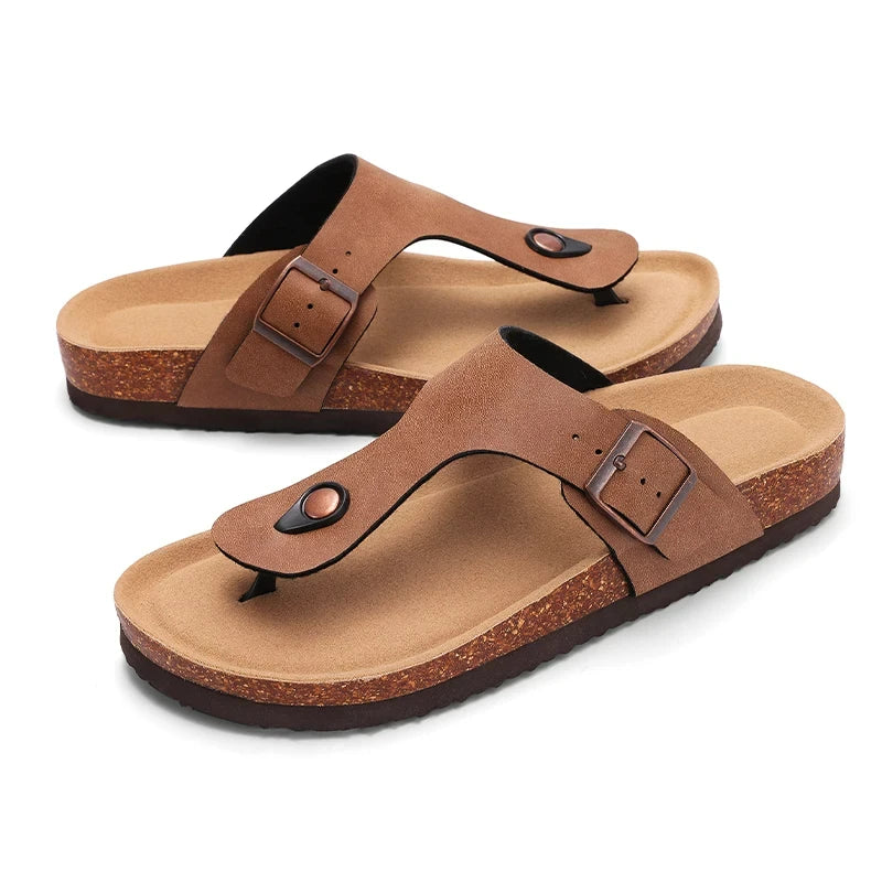 Crestar Cork Suede Mules Slippers For Women Fashion Men Clogs Shoes Classic Cork Antislip Outdoor Slippers With Arch Support