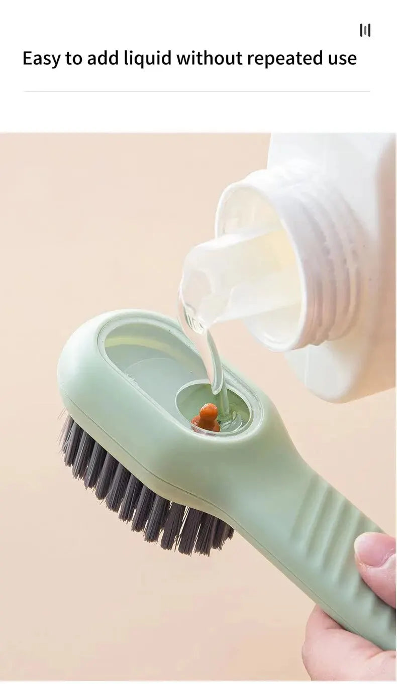 Multi Functional Liquid Added Shoe Brush Household Press Out Liquid For Washing Shoes Shoe Brush Tool Press Type Soft Fur Clo