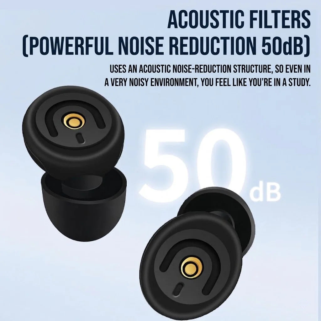 50dB Noise Cancelling Ear Plugs For Sleeping, Reusable Silicone Earplugs With 4 Ear Tips For Deep Sleep, Travel And Quiet Rest