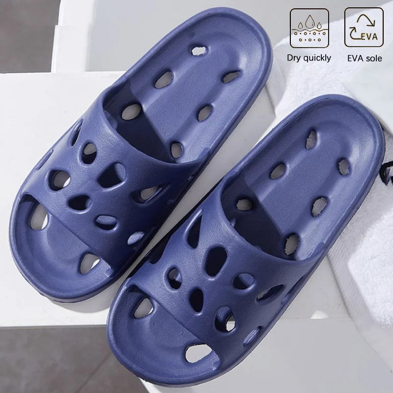 Bathroom House Cheese Slippers Light Weight Water Leaky Beach Flip Flop Non-slip Pool Swimming Aqua Shoes