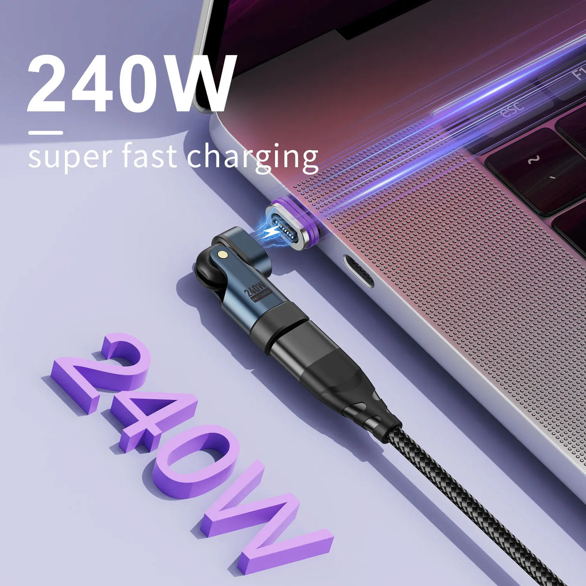 USLION 240W Type C Adapter USB-C to Type-C Fast Charging Cable Magnetic USB C Female Converter for Macbook iPhone 16 15 Xiaomi