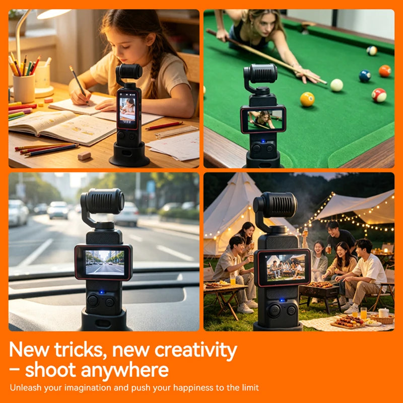 Lenovo Handheld Pocket Action Camera Rotating Lens and Screen Image Stabilization Photo Video Recording Wi-Fi Transfer to Phone