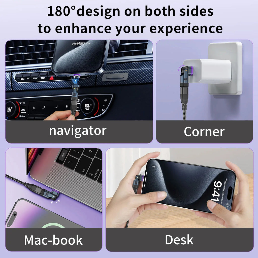 USLION 240W Type C Adapter USB-C to Type-C Fast Charging Cable Magnetic USB C Female Converter for Macbook iPhone 16 15 Xiaomi