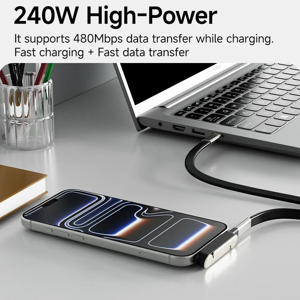 240W Type C Fast Charging Foldable Mobile Phone Holder Data Cable Multi-Angle Adjustment Charging Phone Holder PD Usb Cable