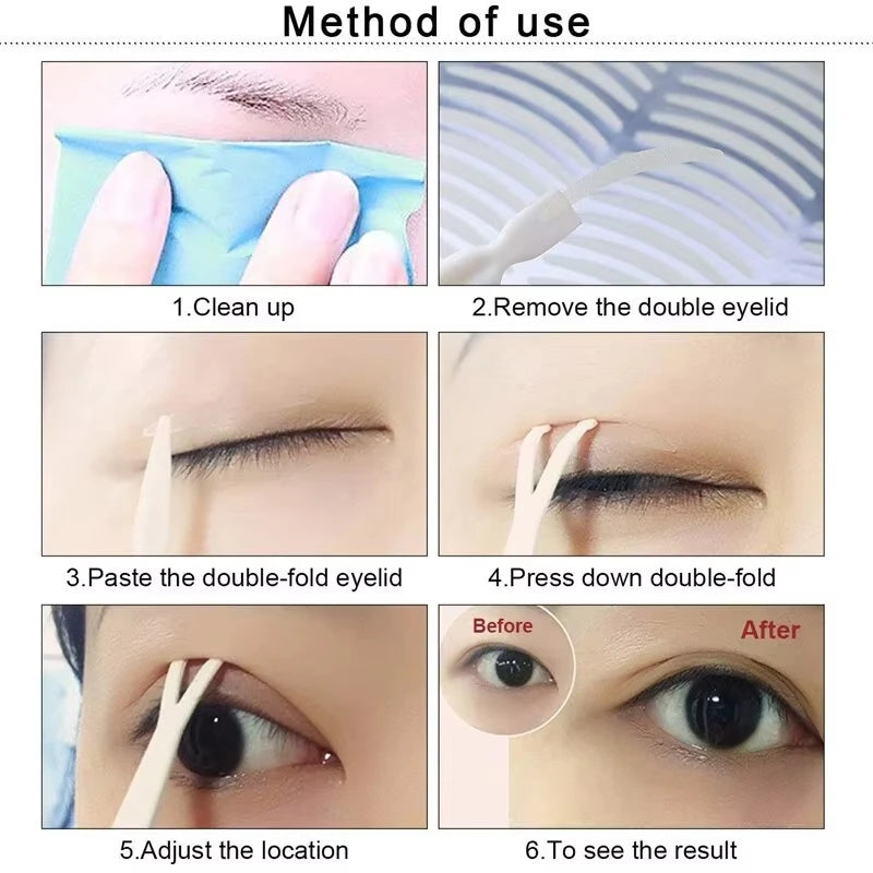 240pcs Invisible double-fold eyelid tape, natural lace, transparent Beige stripe Natural eye makeup with tools
