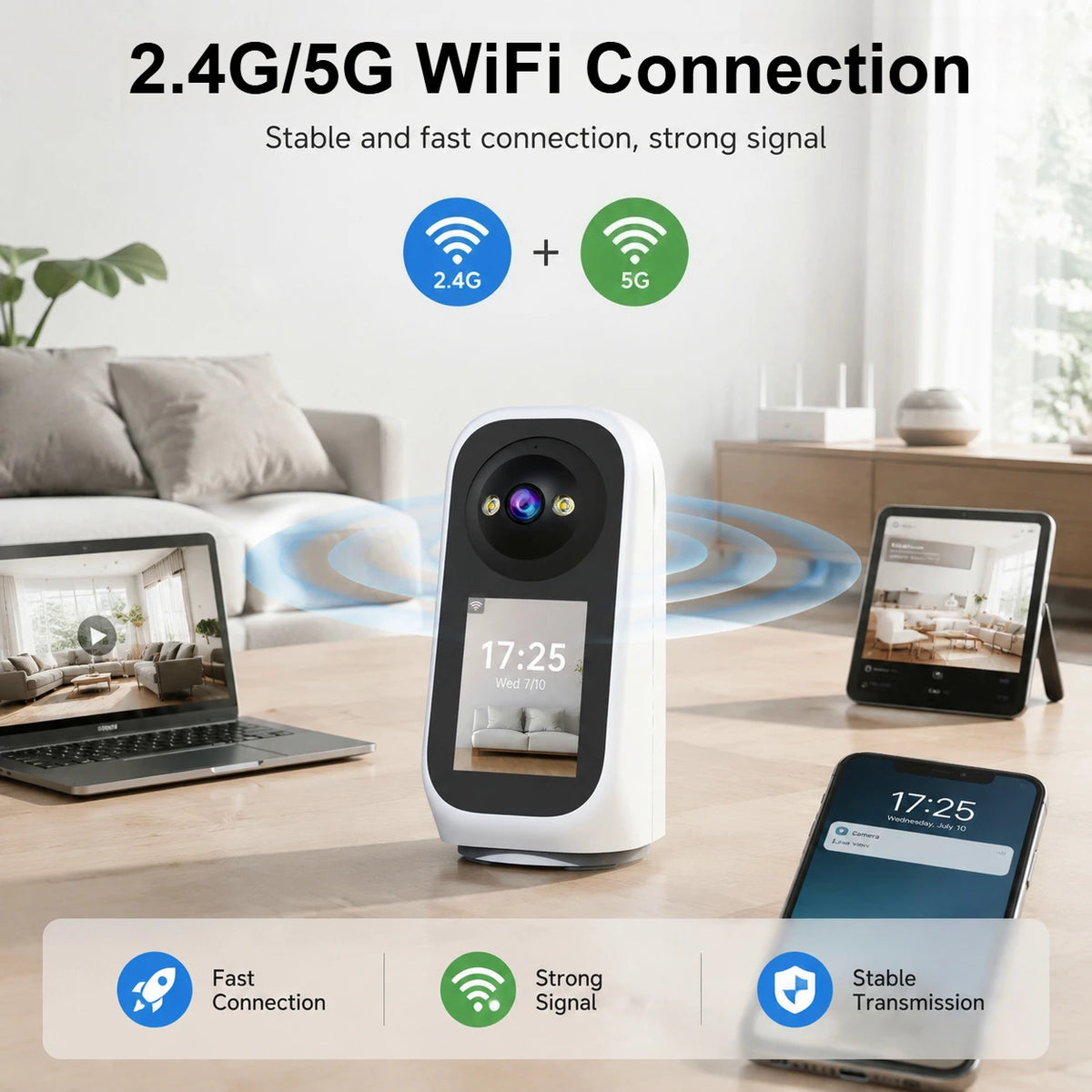 Jooan 3K PTZ IP Camera Video Call with 2.8Inch LED Screen Baby Cry Sound Detection Security Camera AI Tracking Baby Monitor