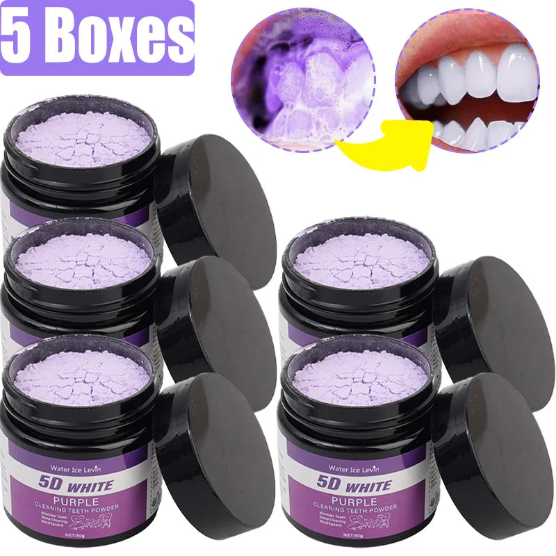 50g/box Purple Teeth Whitening Powder Natural Deep Cleaning Breath Freshener Suitable for Unisex Ideal for Daily Use Travel
