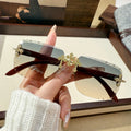Women's Fashionable Frameless Edge Cutting High-quality Lace Diamond-set Lenses Fashionable Car Sunglasses 90324