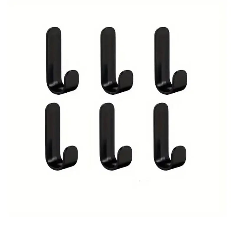 6Pcs Strong Self-Adhesive J-hook Waterproof Adhesive Hanging,Bathroom Towel Key Kitchen