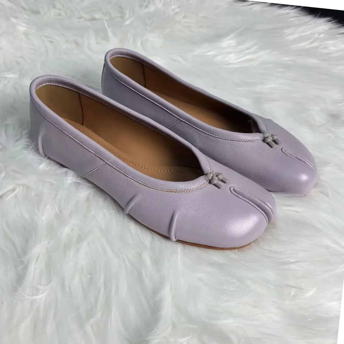 Size 35-43 Split Toe Women Ballet Flats Tabi Shoes Casual Slip-on Loafers Ladies Pleated  Leather Espadrilles Zapatillas Mujer