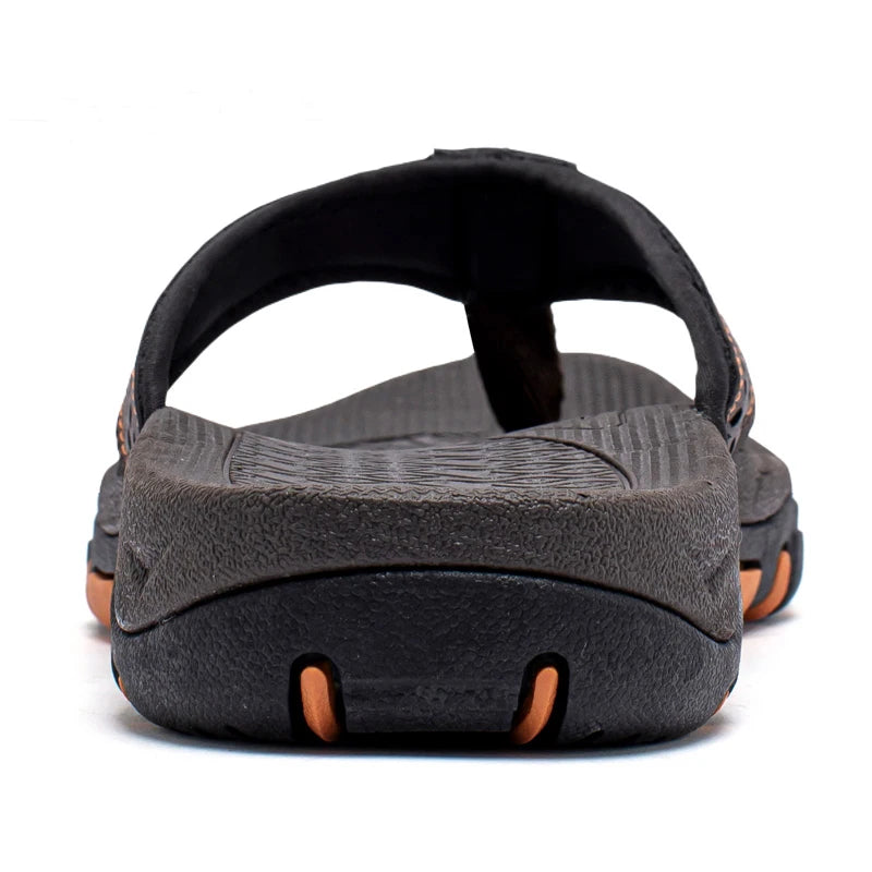 Jumpmore Summer Flip Flops Men Shoes Outdoor Fashion PU Leather Flat Shoes Beach Holiday Shoes Size 40-50