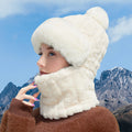 Women's Winter Plush Hat with Integrated Scarf and Mask Warm Fleece Lined Thermal Hooded Balaclava Outdoor Activities