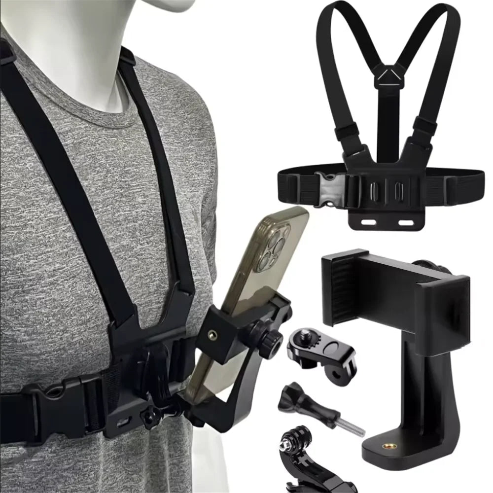 Phone Chest Strap Mount Belt for Iphone 14 Holder Mobile Smartphone for GoPro Hero 13 12 11 10 9 DJI Action Camera Live Shooting