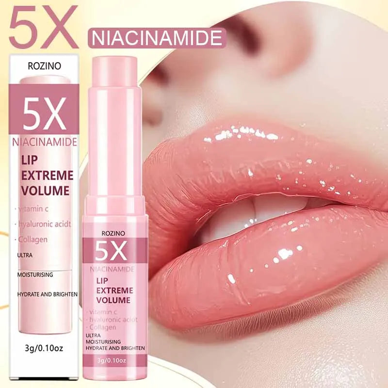5X Niacinamide Instant Volumizing Lip Balm, Containing Vitamin C, Hyaluronic Acid, and Collagen - High-Shine Lip Balm Suitable for All Skin Types, Creates Sexy, Glossy, and Plump Lips - Enhances Lip Volume and Elasticity, Ins