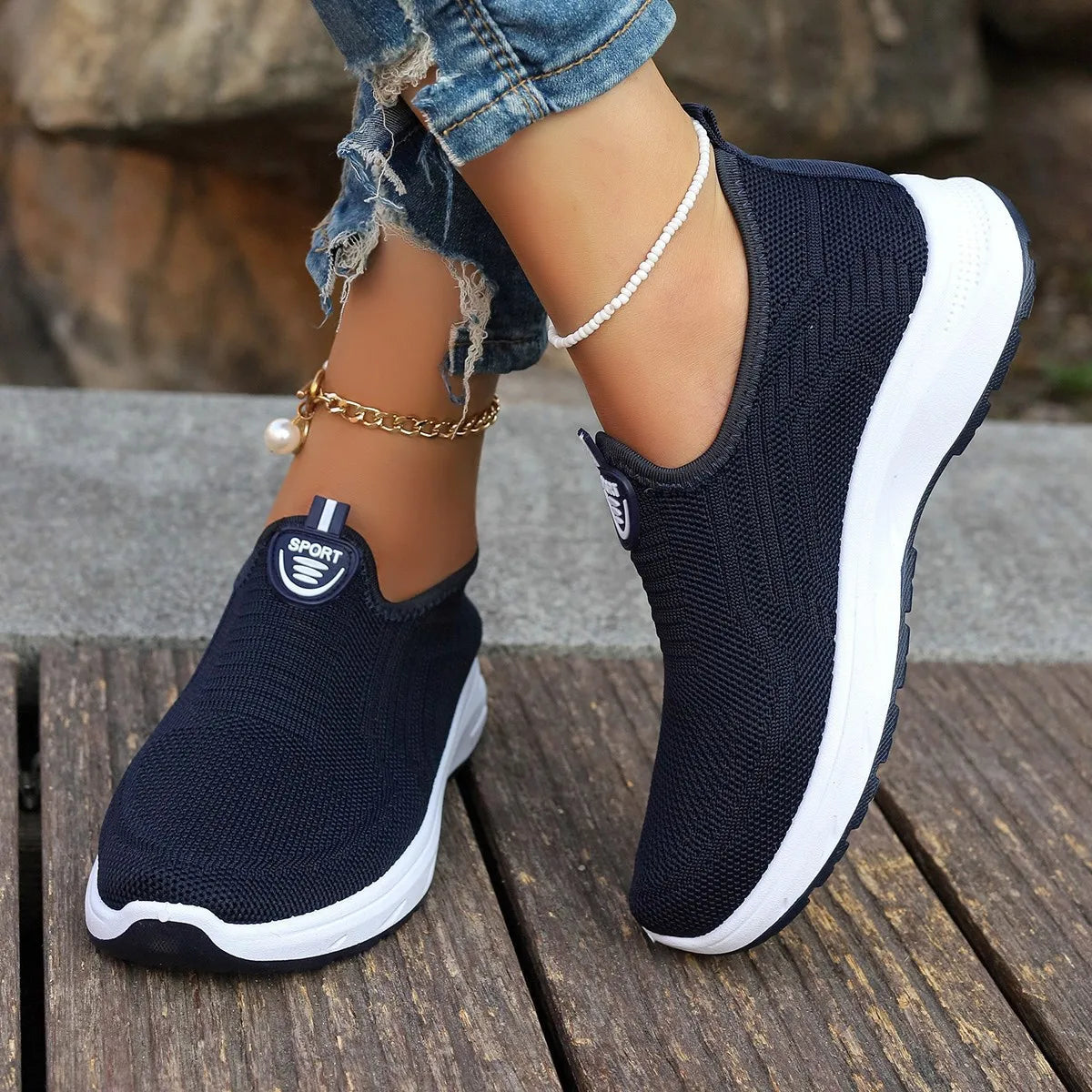 Women's Sneaker Slip On Women Sneakers Breather White Shoes Women Casual Sneaker Sports Shoes Comfortable Vulcanize Shoes Female