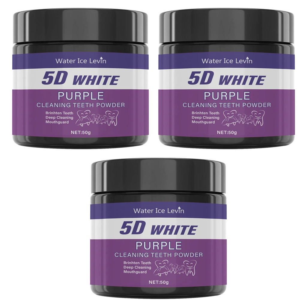 5D White Purple Cleaning Teeth Powder: All-Round Protection, Brightens Teeth, Deep Cleans, Moisturizes & Freshens Breath