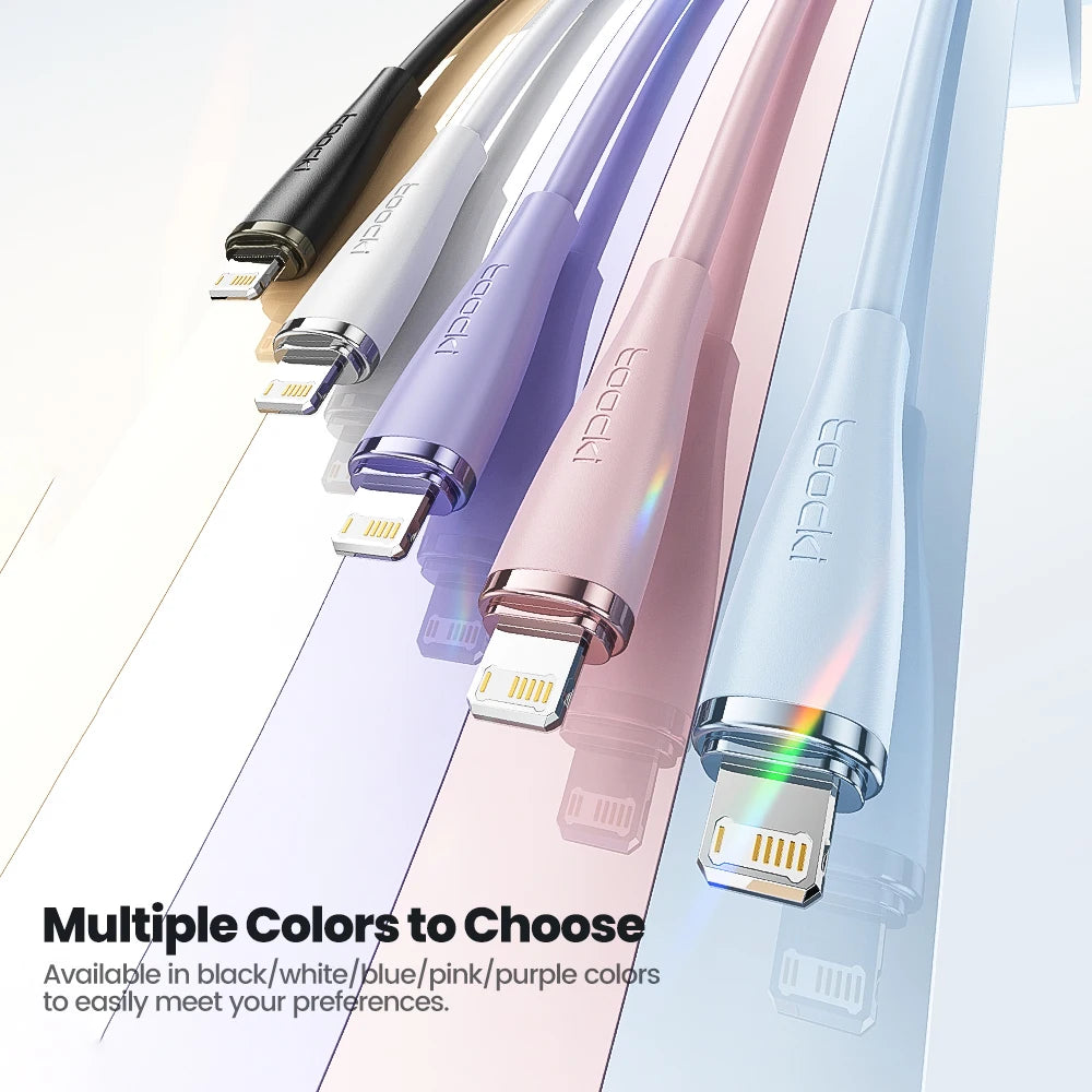 Toocki 2.4A USB Cable For iPhone Soft TPE Fast Charging Cable For Airpods iPhone 14 13 12 11 Pro Max X Plus Mini iPad Data Cord