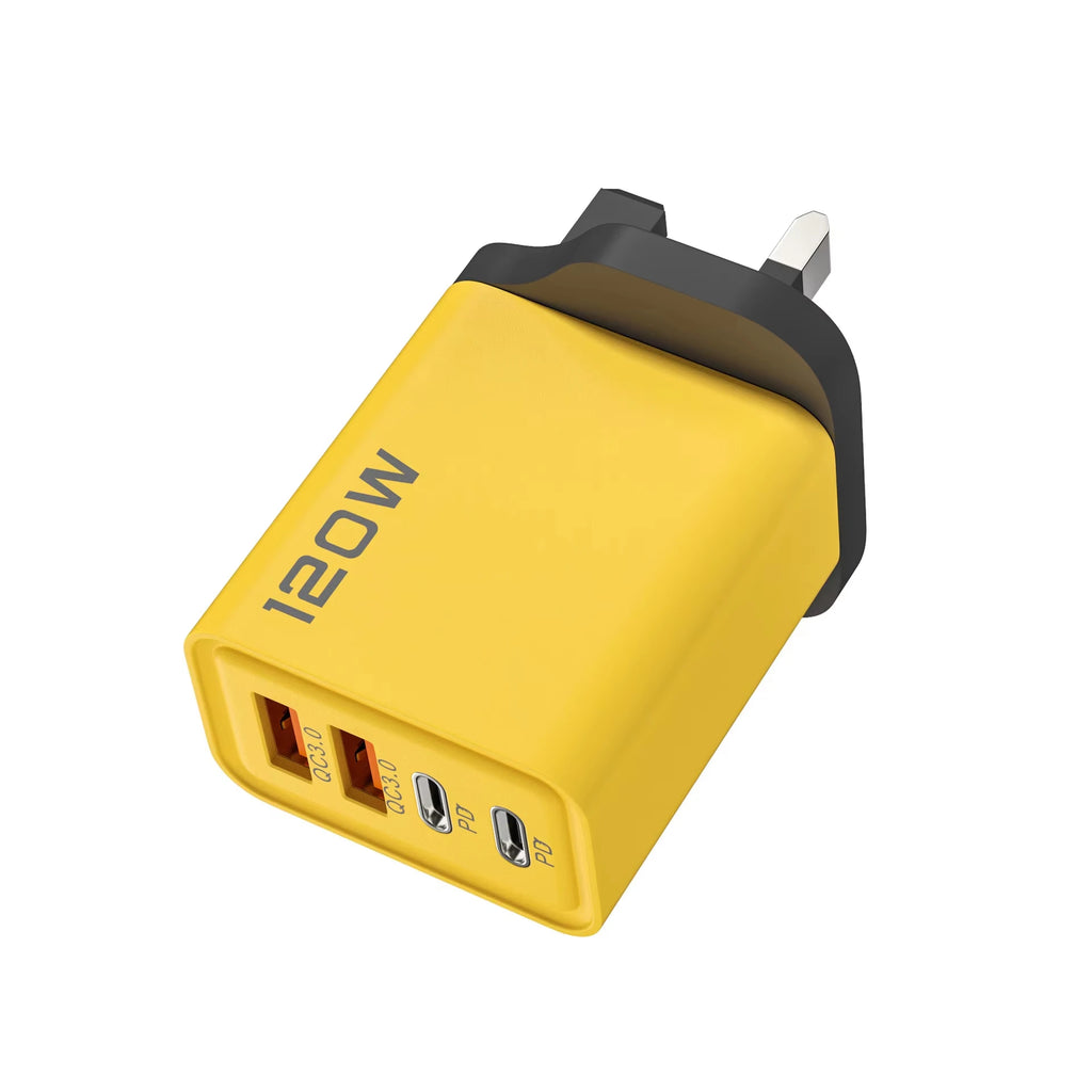 4 Port 120W USB C Fast Charger Station PD QC3.0 Wall Adapter Data Cable For iPhone Samsung Xiaomi Huawei EU US UK Plug Travel