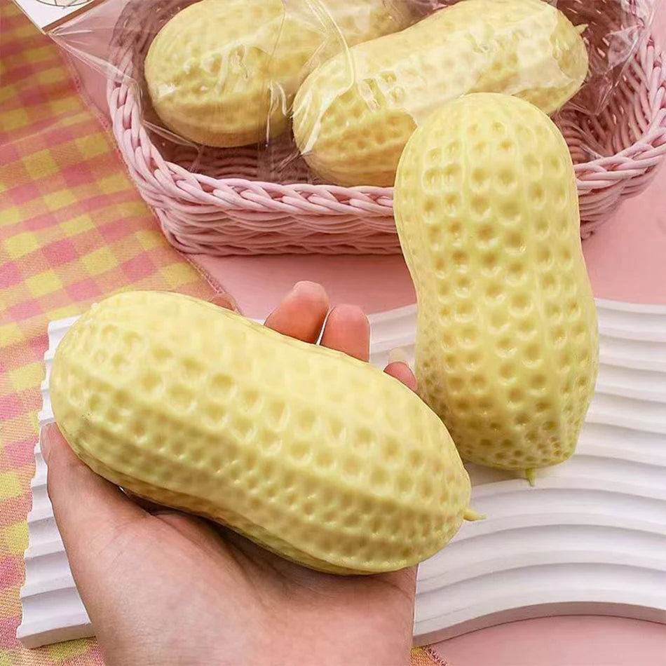 2 Styles Peanut Squishy Toys Crunchy Or Slow Rebound Food Shaped Stress Ball ASMR Sensory Fidget Toy for Adults Desk Recess Toy