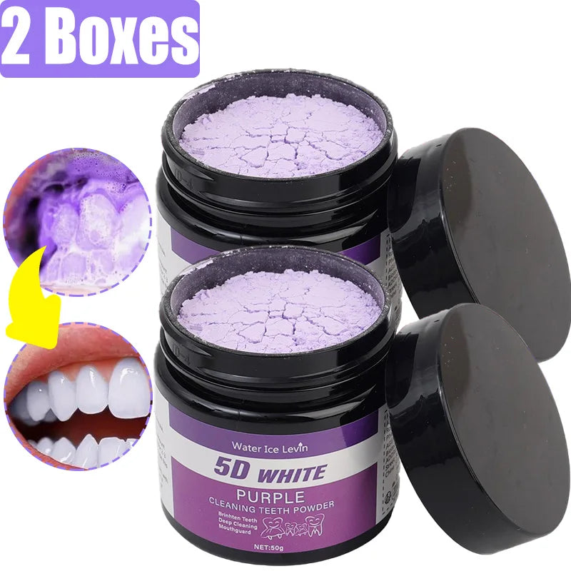 50g/box Purple Teeth Whitening Powder Natural Deep Cleaning Breath Freshener Suitable for Unisex Ideal for Daily Use Travel