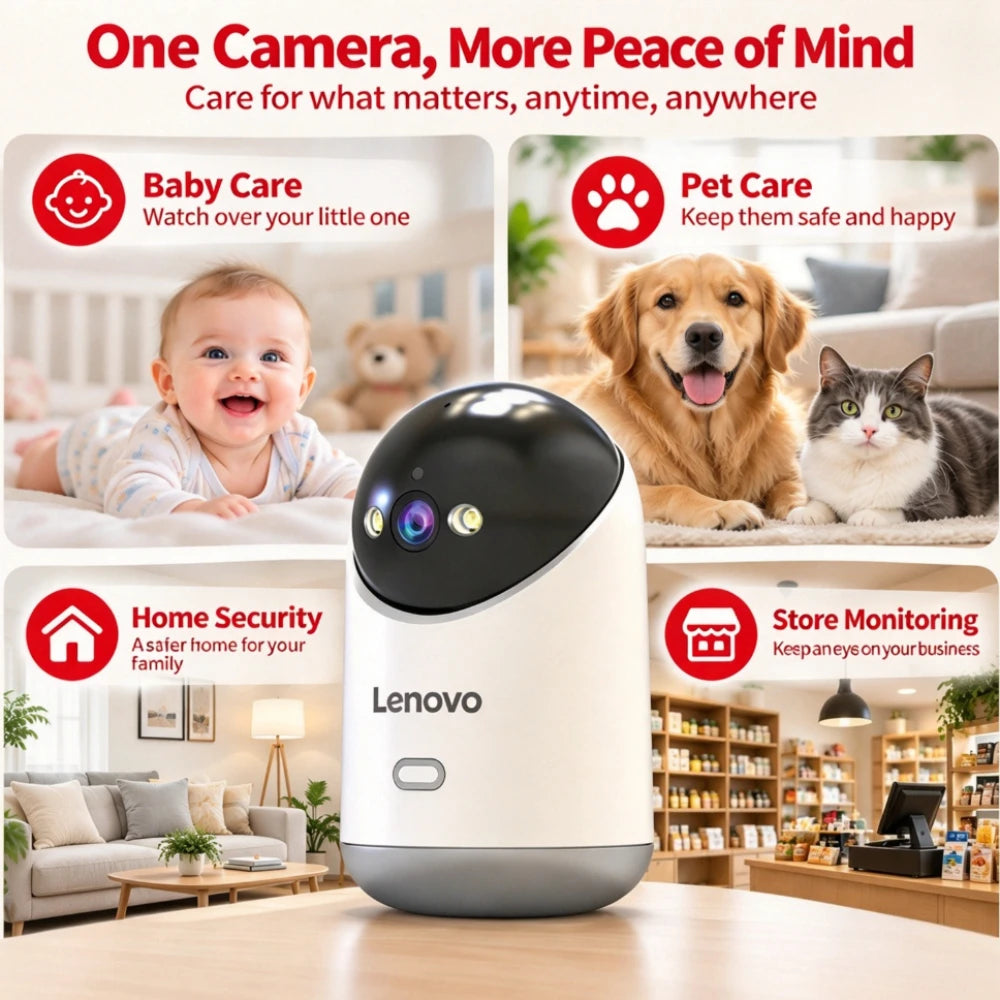 Lenovo 5MP IP Camera 5G/2.4G WiFi Home Indoor HD Wireless Surveillance Camera Auto Tracking 2‑Way Talk Security Baby Monitor
